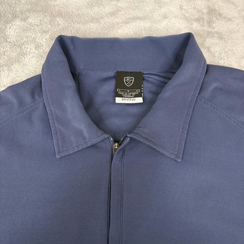 Nike Golf Golf Polo Dri-FIT UV Blue 1/4 Zip Short Sleeve Shirt Men's Large